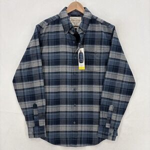 Weatherproof Vintage Shirt Mens Small Blue Plaid Flannel Button Front Blend NWT